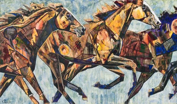 At the Speed of Love horse painting by artist Kent Paulette