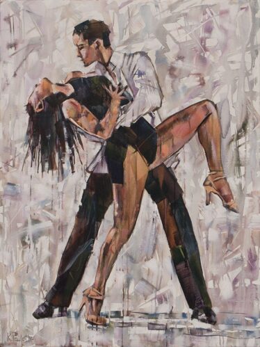 Painting of Latin Dance ballroom dance man and woman tango