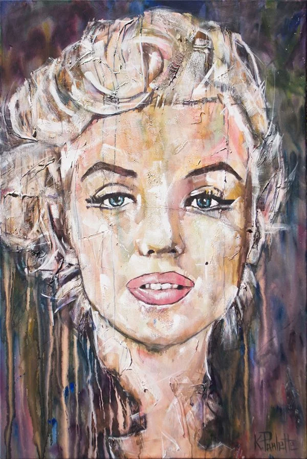 Marilyn Monroe painting portrait. Acrylic on canvas by artist Kent Paulette.