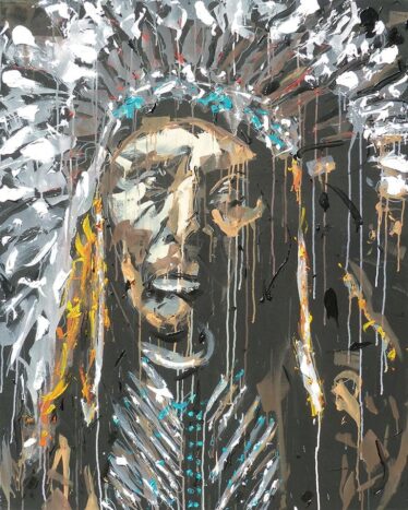 Native American portrait painting Over the Edge of Earth