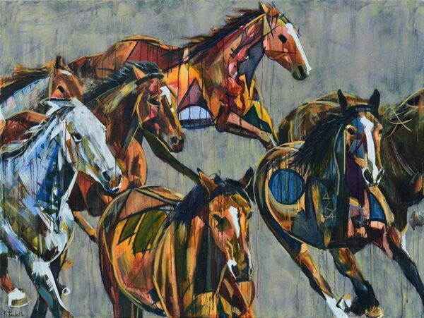 Horses Running Stampede Painting | Abstract Animal Art for Sale on Canvas | Equestrian Modern | The Wild Tribe